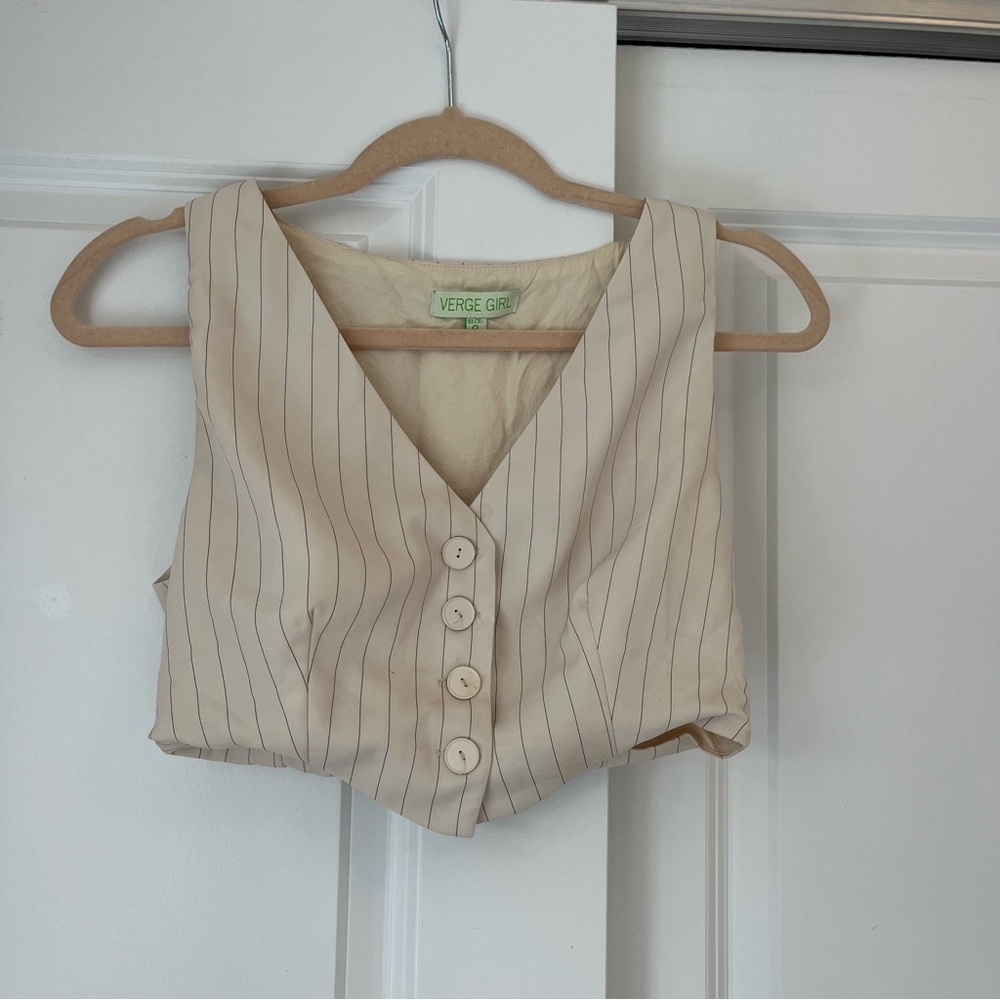 Verge Girl Tan Pin-Strip Vest
